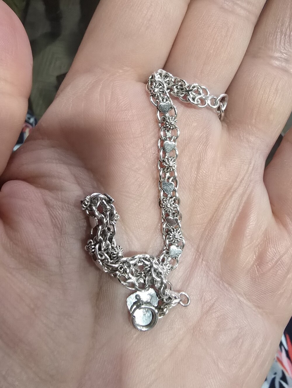 Vintage Sterling Silver Hearts/Cannetile Filigree Bracelet - Picture 2 of 8